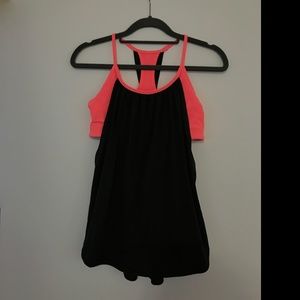 Lululemon Black with Orange Sports Bra Shirt
